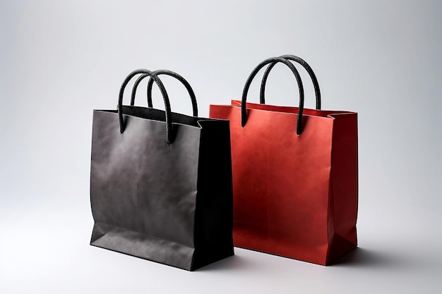 Craft bags with handles are red and black