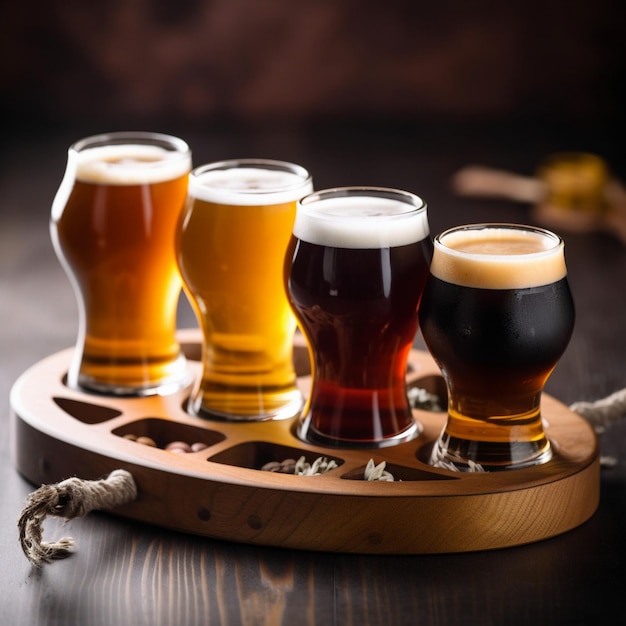 Craft Beer Flight Wooden Tray