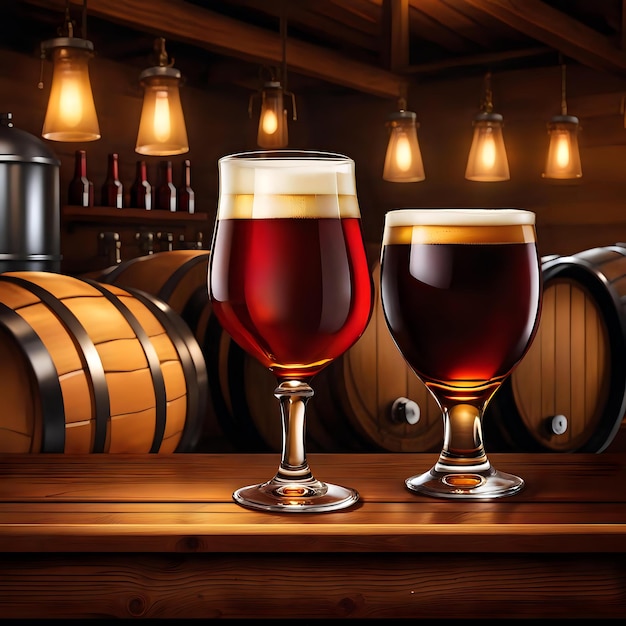 Craft Beer and Wine Glasses Traditional Barrels Serve Classic Drinks