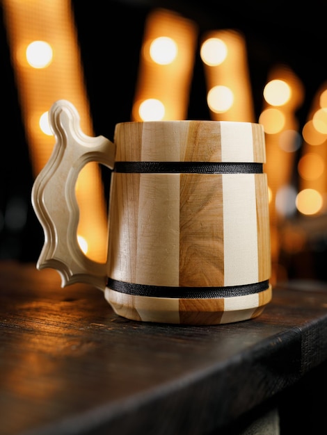 Photo craft beer wooden mug