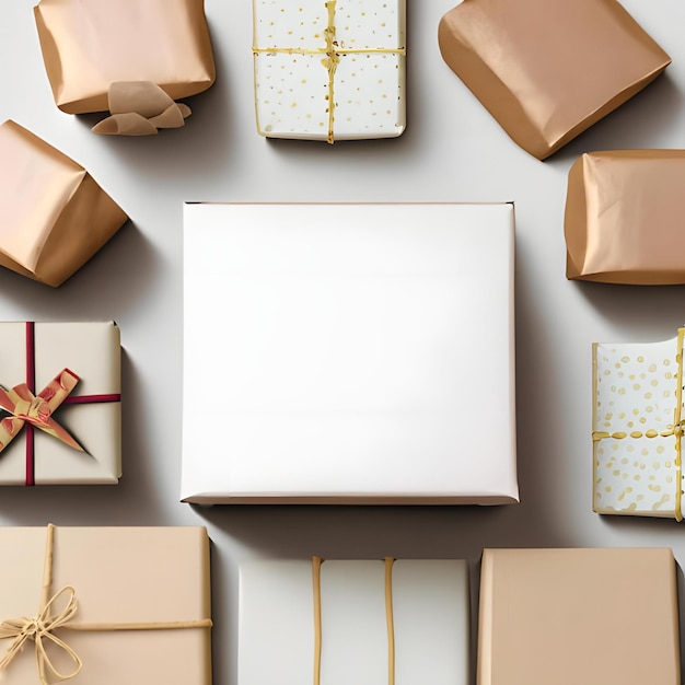 Craft Gift Boxes Flat Lay Mockup