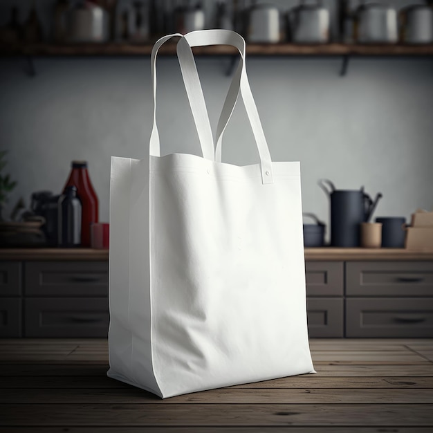 A craft handmade tote bag mockup product mockup eco packaging. food packaging ai generated