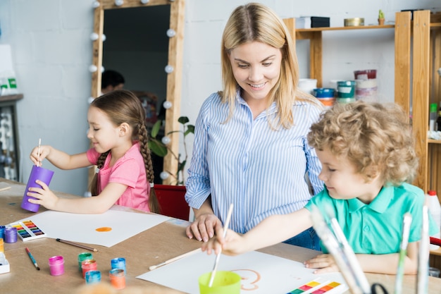 Craft lesson in art studio