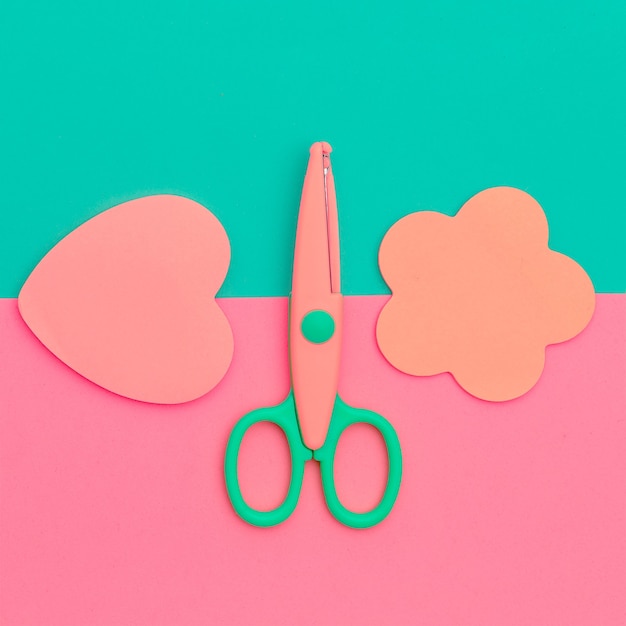 Photo craft minimal set scissors and paper  falat lay art