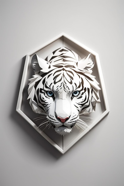 Craft a minimalist yet bold White Tiger logo that embodies the essence of purity and courage