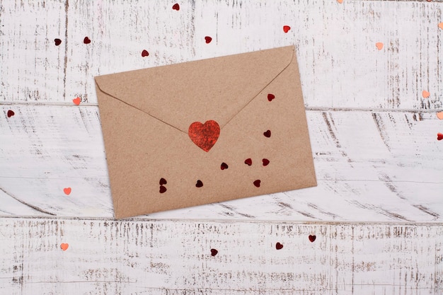 Craft paper envelope with heart