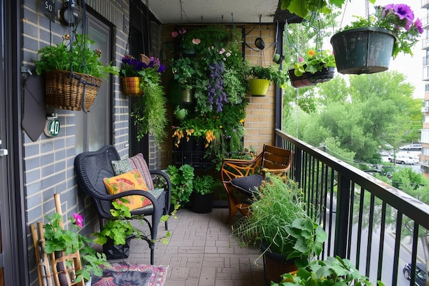 Craft a smallspace balcony garden with vertical pl generative ai