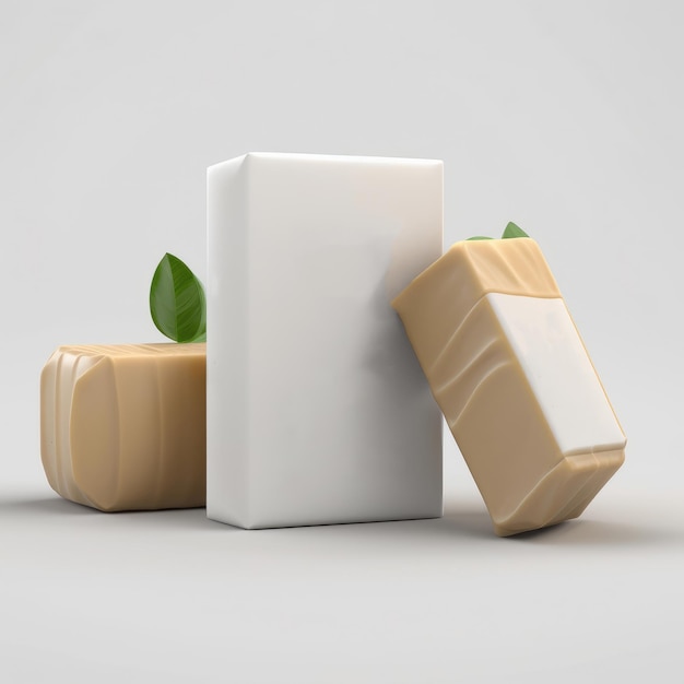 A craft soap mockup. product mockup. eco packaging. food packaging. ai generated