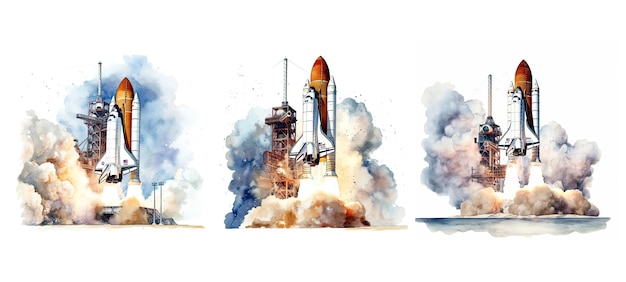 craft space shuttle launch ai generated astronaut exploration technology science travel lift craft space shuttle launch illustration watercolor