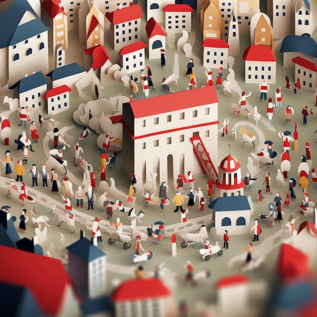 Crafted Festivities Minimalistic 3D Craft Illustration for Bastille Day Celebration