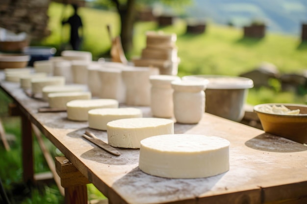 Crafting cheese Artisan at a creamery expertly transforms milk into fresh dairy delights showcasing the handcrafted essence of the industry