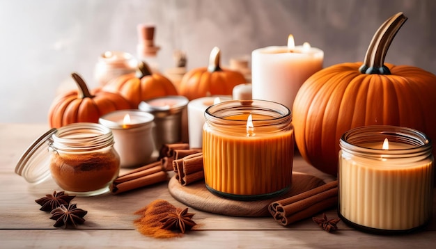 Crafting PumpkinSpice Candles in an Artisan Workshop Filled with Autumn Aromas and Creativity