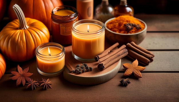 Crafting PumpkinSpice Candles in an Artisan Workshop Filled with Autumn Aromas and Creativity