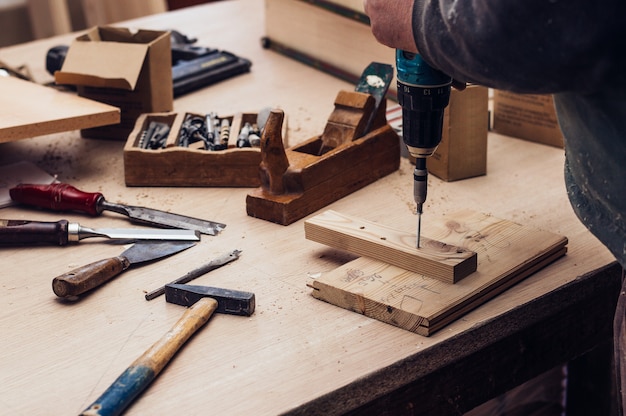 Craftsman working in his workspace