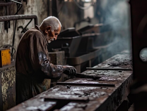 Photo craftsman working with molten metal