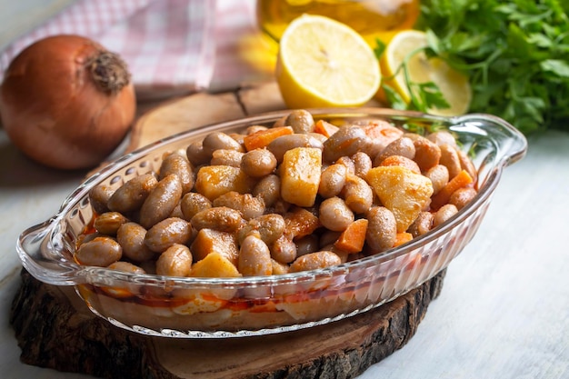 Cranberry Bean Stew Turkish Barbunya Pilaki, Potato and carrot pinto beans (Turkish name; patatesli ve havuclu barbunya)