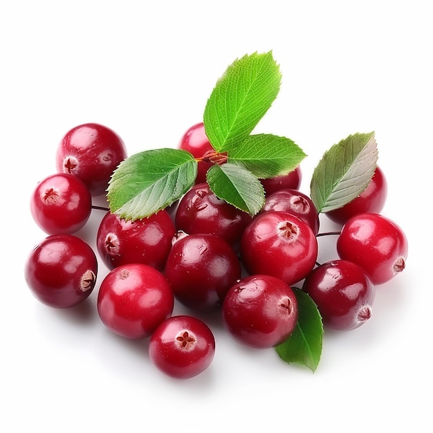 Cranberry Fresh CloseUp on White Background