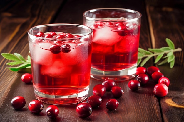 Cranberry juice in glasses AI Generated