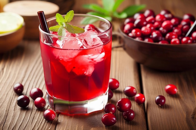 Cranberry juice in glasses AI Generated