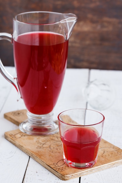 Cranberry juice in glasses on a table