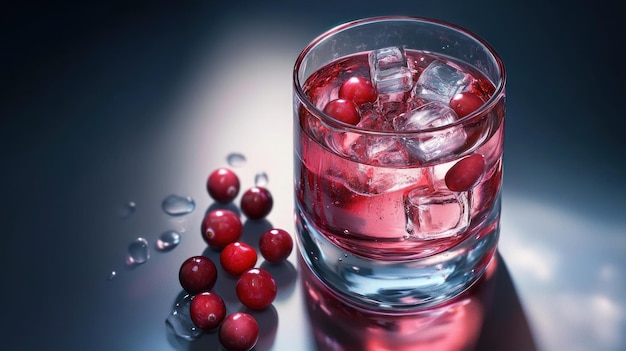 Cranberry Juice with Ice Cubes