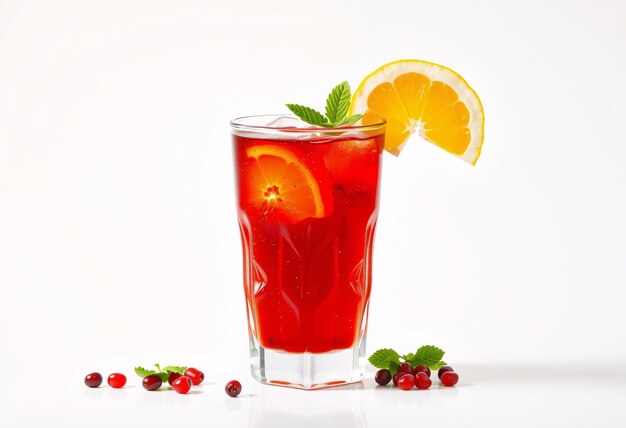 Cranberry Juice with Ice Lemon and Mint