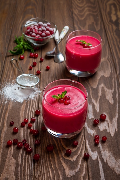 Cranberry mousse with semolina