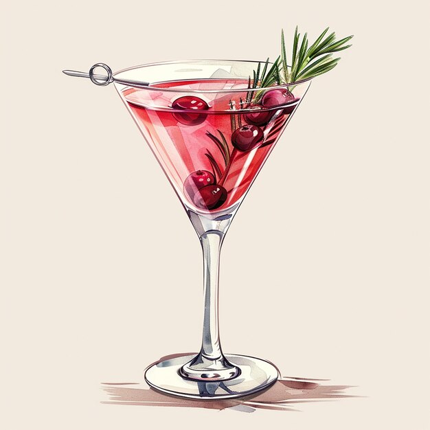 Cranberry Rosemary Martini with Chilled Glass