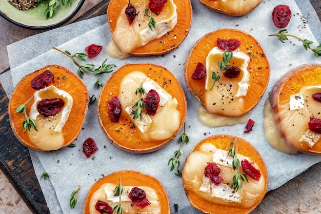 Cranberry Walnut Blue cheese Sweet Potato Bites