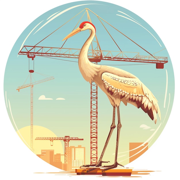 Photo crane illustration icon cartoon graphics