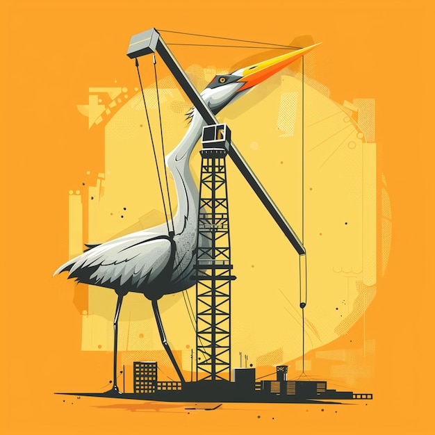 Photo crane illustration icon cartoon graphics