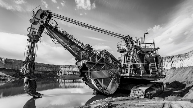 a crane is being lifted by a river