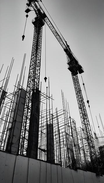 Photo a crane is on top of a building that has a crane on it