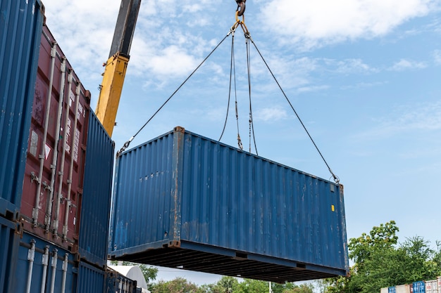 Crane lifting up container loading