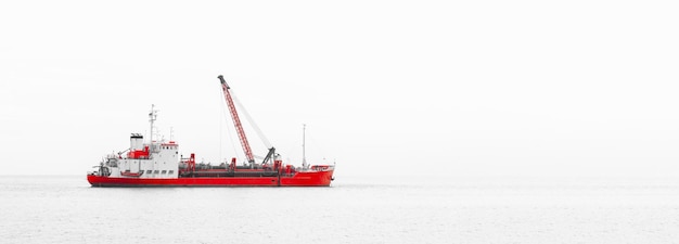 Crane vessel ship boat ship at sea offshore maritime industry wide for banner background