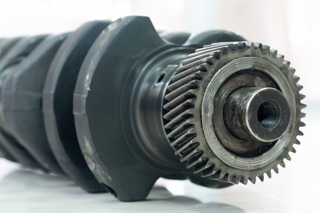 crankshaft of the diesel engine on a white background