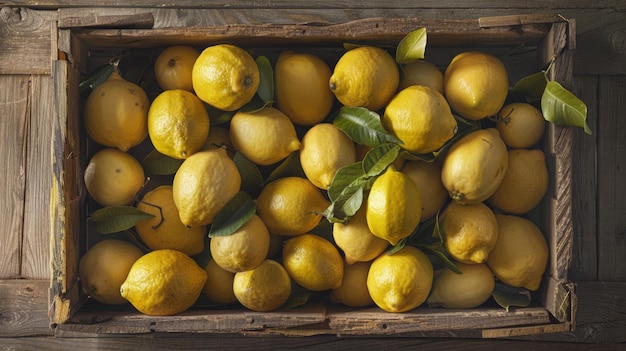 Photo a crate full of fresh lemons