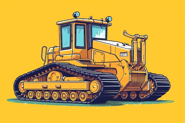 Crawler Buldozer Illustration Transportation illustration Generative AI