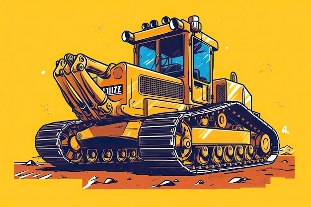 Crawler Buldozer Illustration Transportation illustration Generative AI