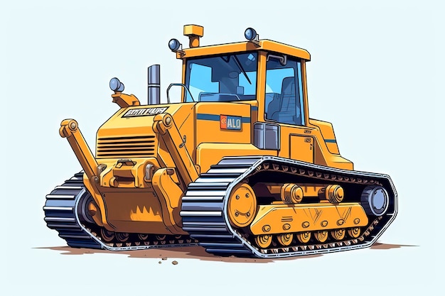 Crawler Buldozer Illustration Transportation illustration Generative AI