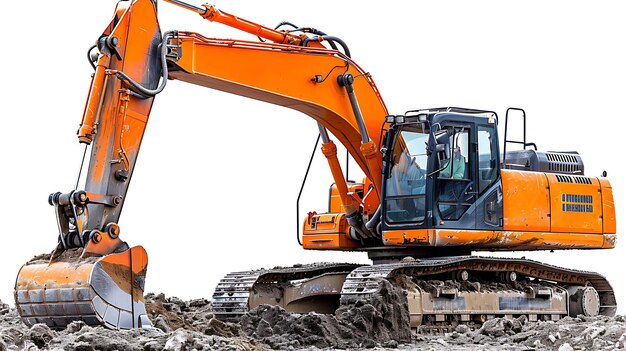 Crawler excavator isolated on white background Powerful excavator