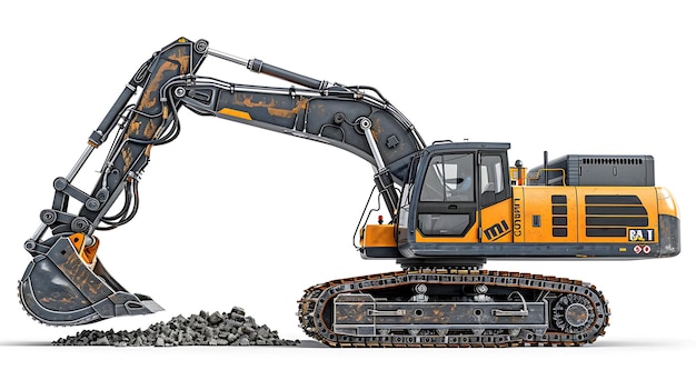 Photo crawler excavator isolated on white background powerful excavator