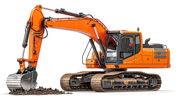 Photo crawler excavator isolated on white background powerful excavator