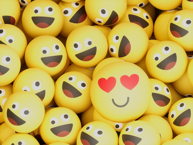 Crazy Eyes Over Heart Eyes Emoticon Balls Crypto Currency 3D Illustration Render