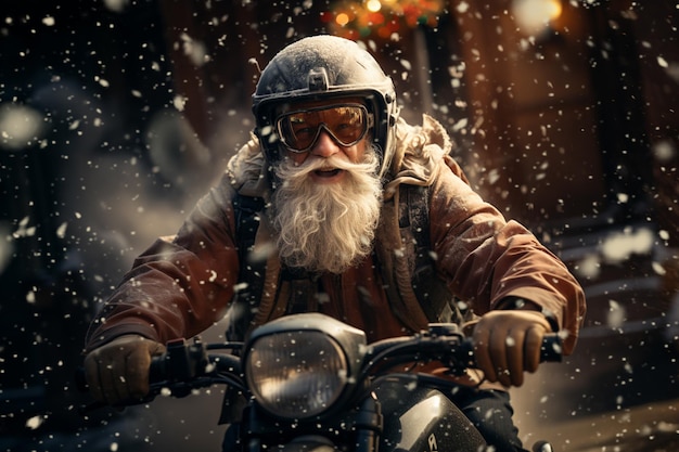 crazy funny santa on the scooterchristmas pesent delivery 2024