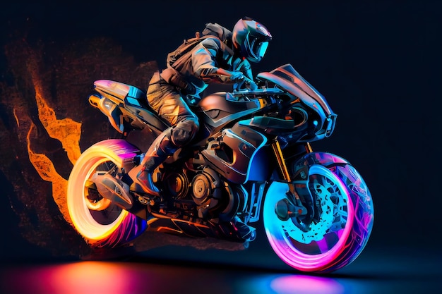 Crazy futuristic motorbike Man On A Motorcycle Generative AIxA