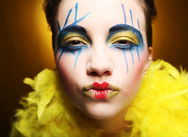 Crazy girl with bright make up