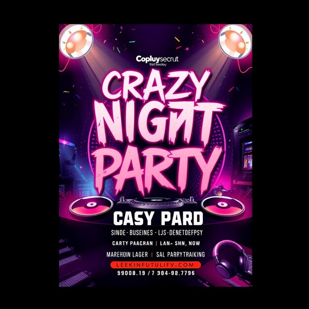 Crazy night party club dj flyer and social media post template designs