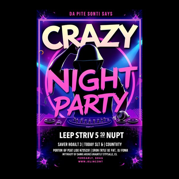 Crazy night party club dj flyer and social media post template designs