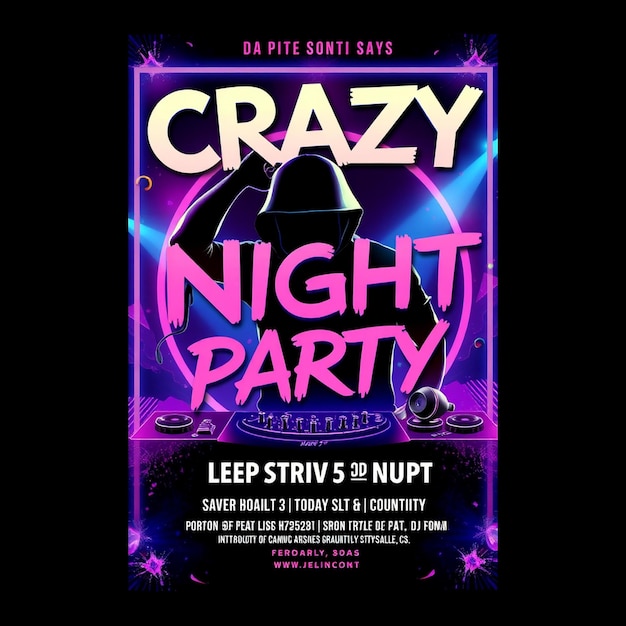 Crazy night party club dj flyer and social media post template designs